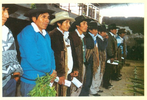 Quipus en los cuellos de jefes andinos